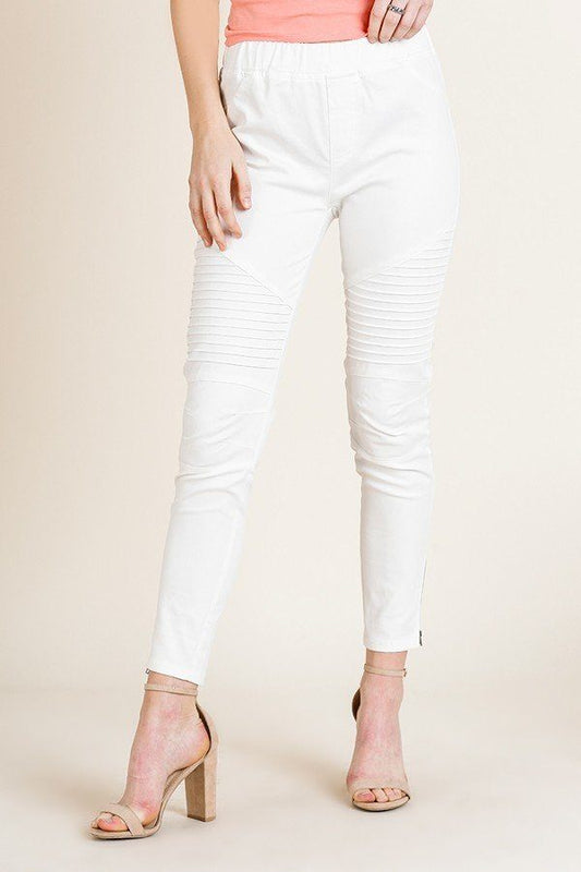 High Waist Skinny Moto Pants