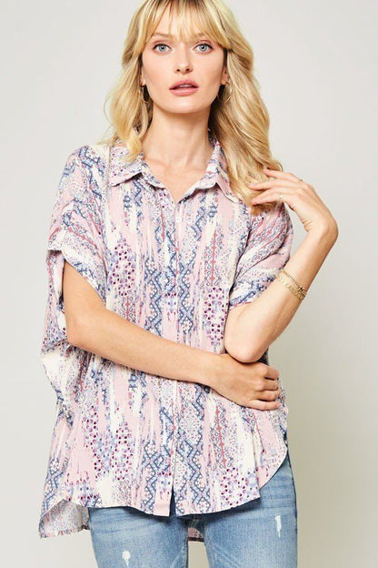 Vintage Patterned Woven Top