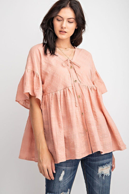 Textured Button Down Top