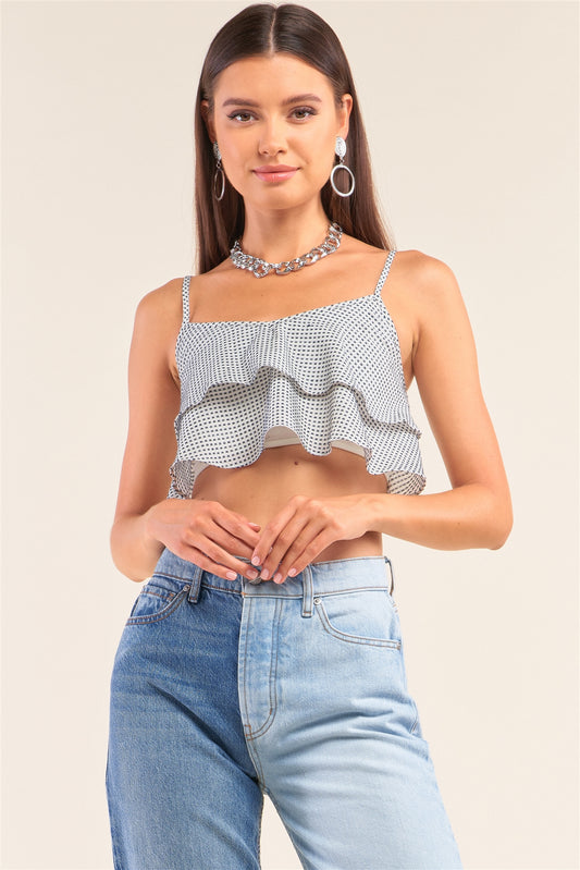 Polka Smock Back Crop Top