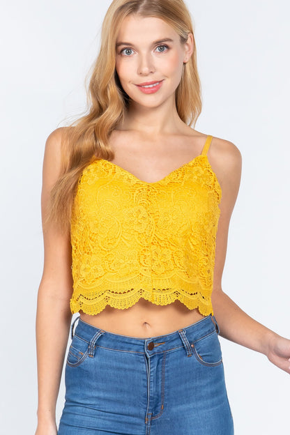 Crochet Cami Woven Top