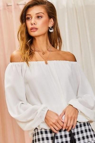 Off Shoulder Bubble Sleeve Top