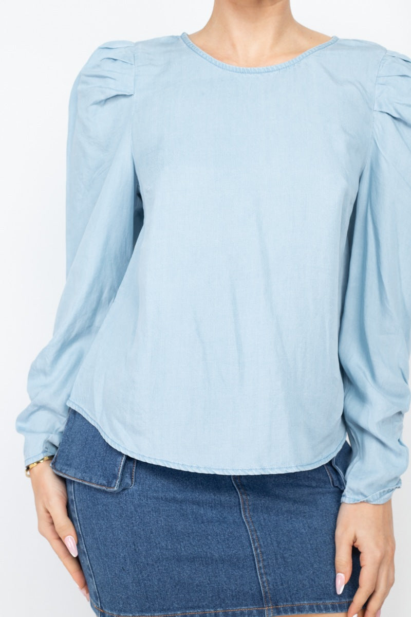 Puff Sleeves Denim Top