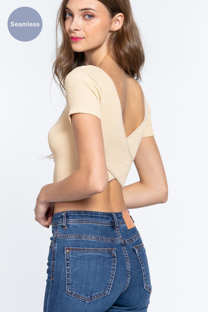 Cross Back Seamless Crop Top