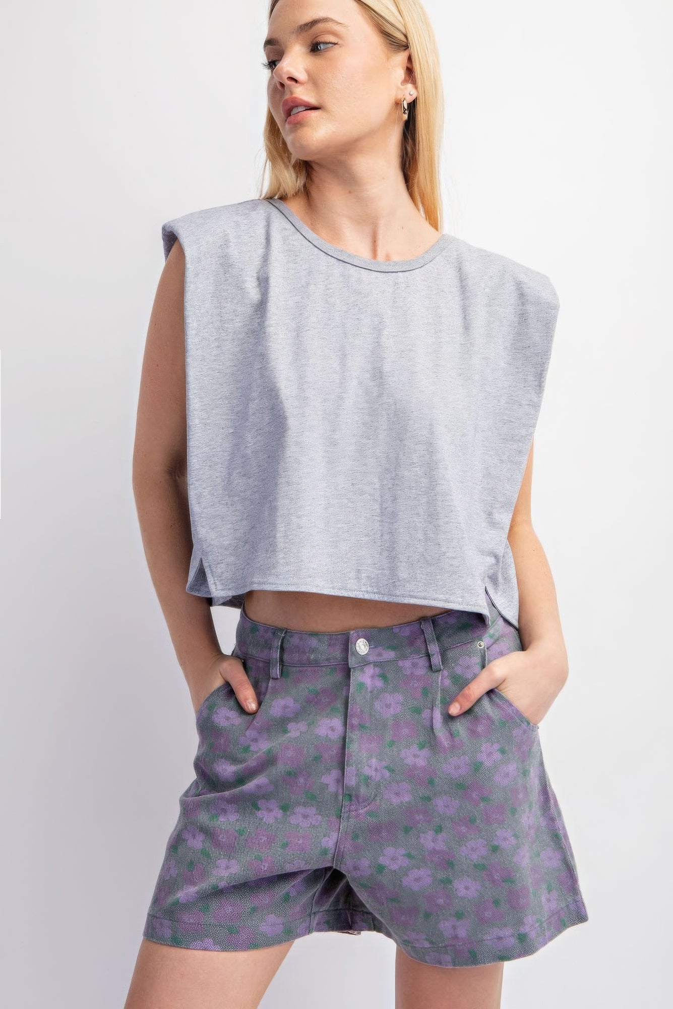 Crop Top with Shoulder Pads