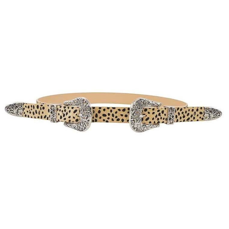 Trendy Stylish Leopard Double Buckle Belt