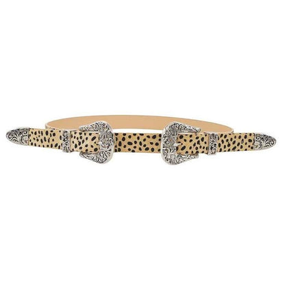 Trendy Stylish Leopard Double Buckle Belt