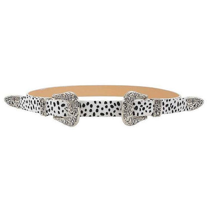 Trendy Stylish Leopard Double Buckle Belt