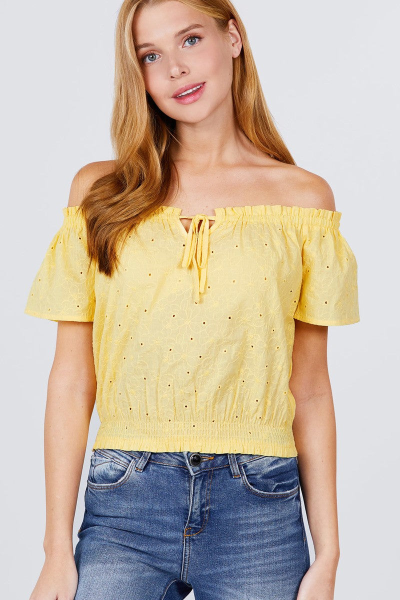 Off Shoulder Front Woven Top