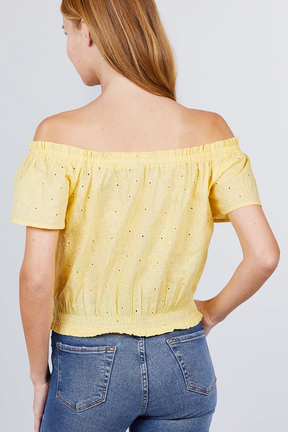 Off Shoulder Front Woven Top