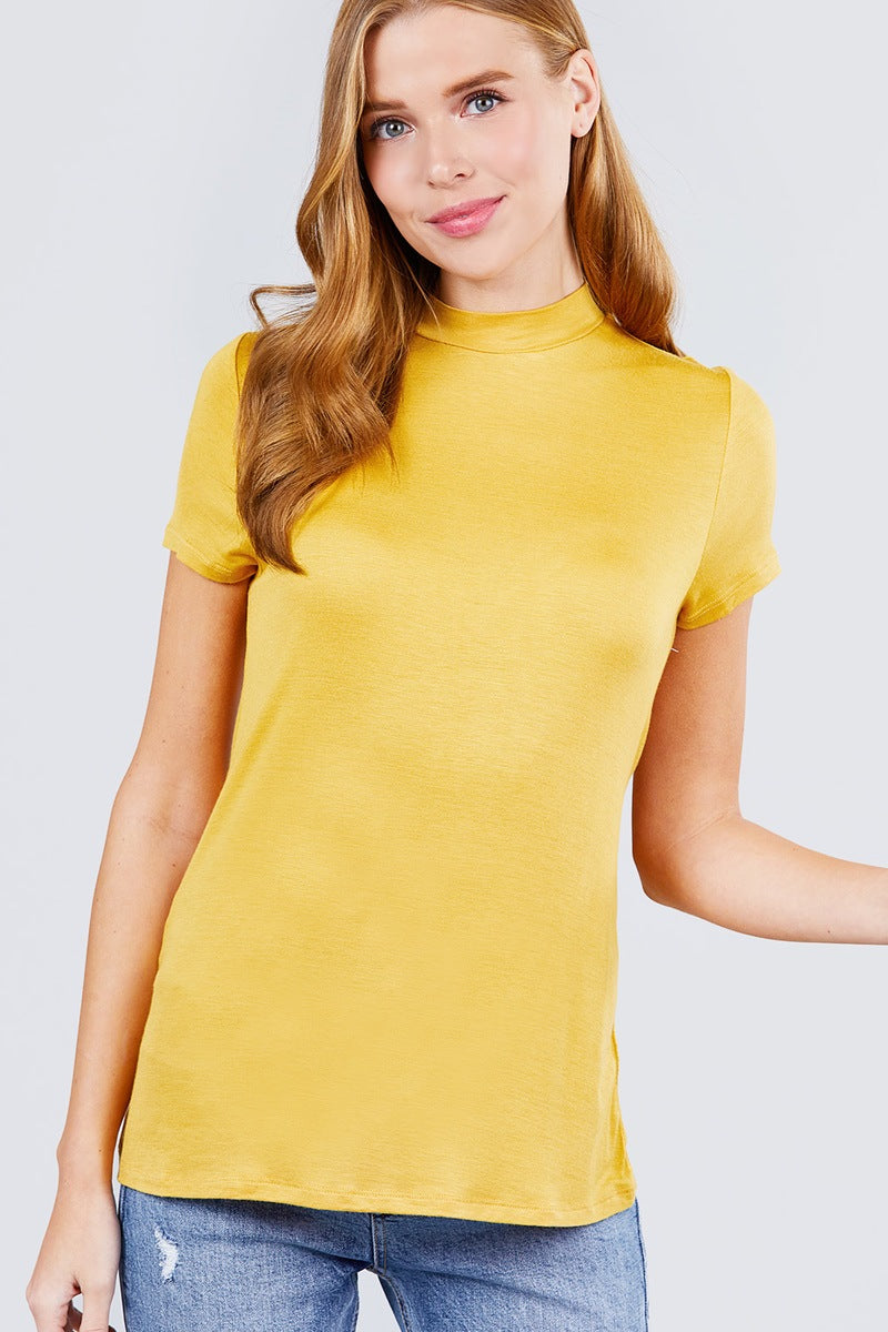 Mock Neck Spandex Rib Top