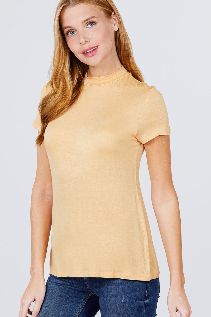 Mock Neck Spandex Rib Top