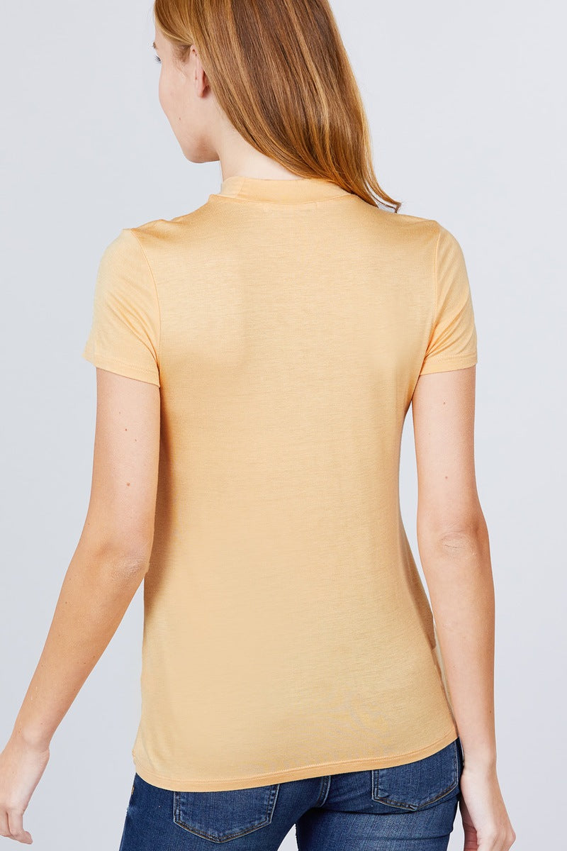 Mock Neck Spandex Rib Top