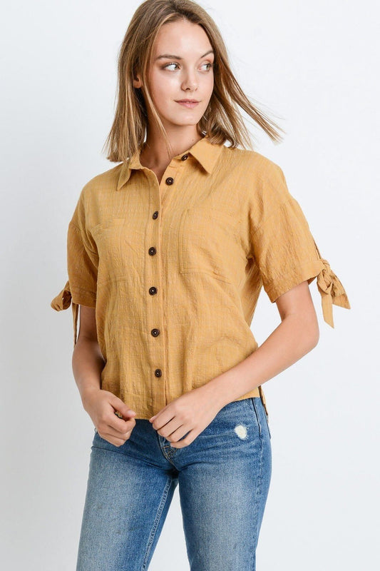 Short Sleeve Button Up Top