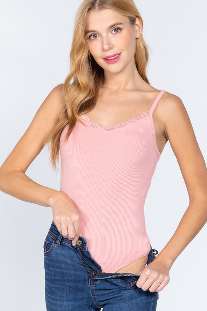 Lace Rib Cami Bodysuit