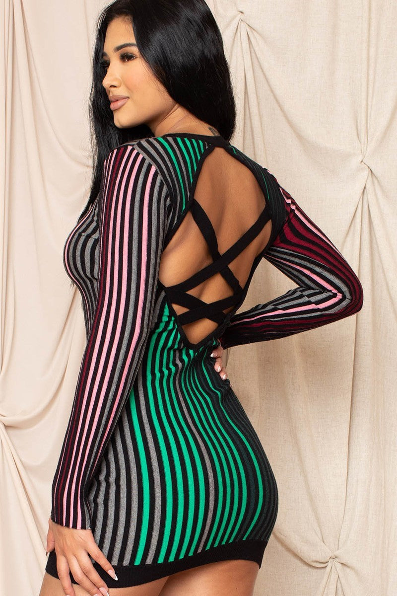 Multi Color Striped Mini Dress