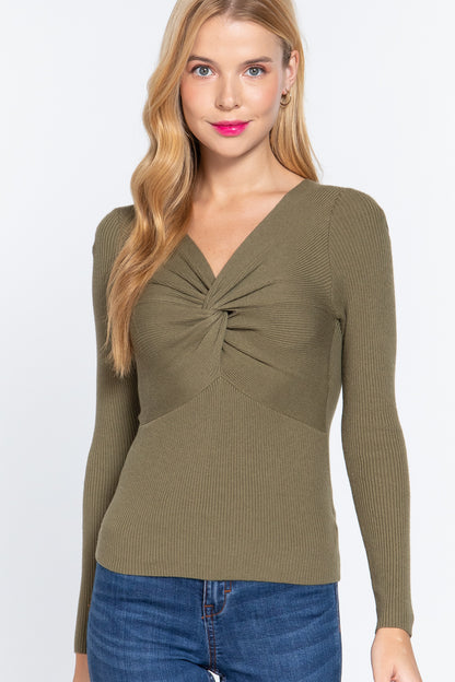 Long Slv Knotted Sweater