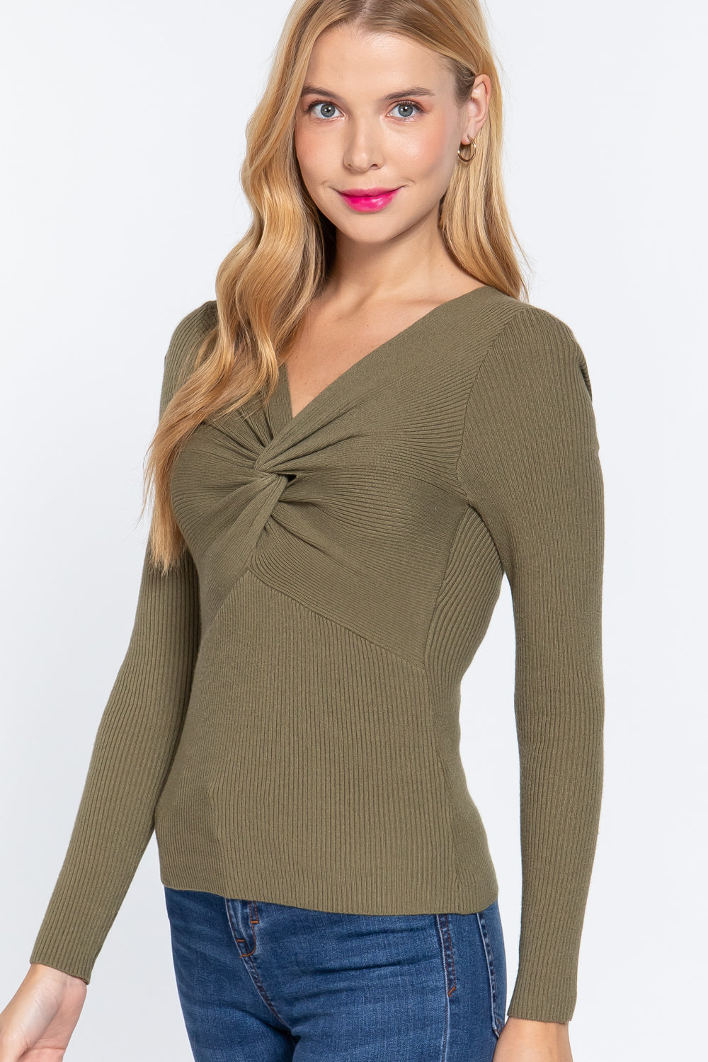 Long Slv Knotted Sweater