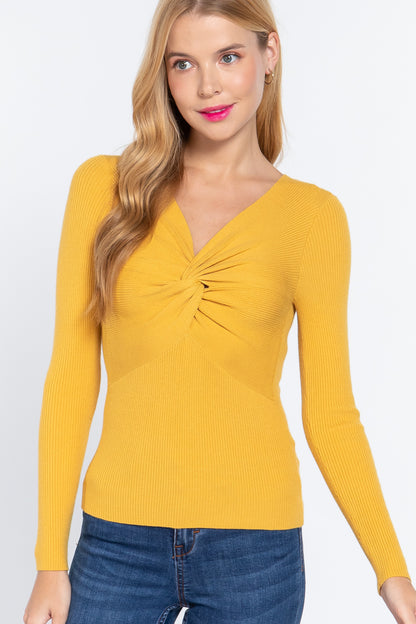 Long Slv Knotted Sweater