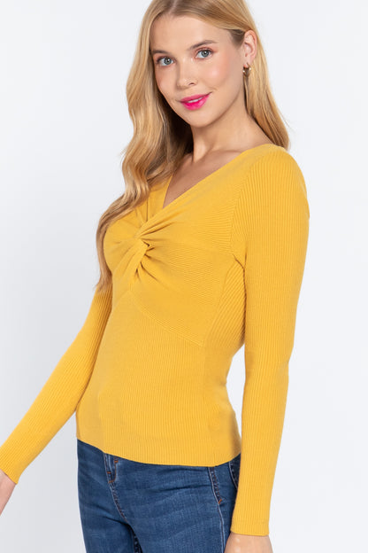 Long Slv Knotted Sweater