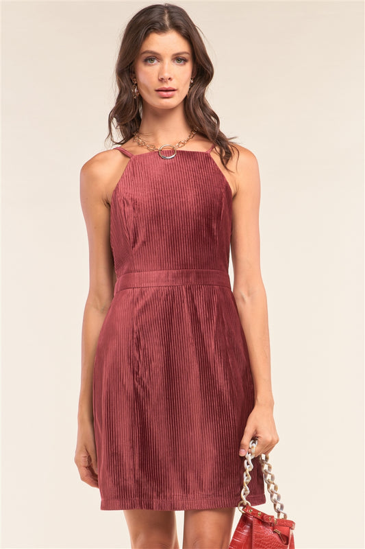 Cranberry Corduroy Mini Dress