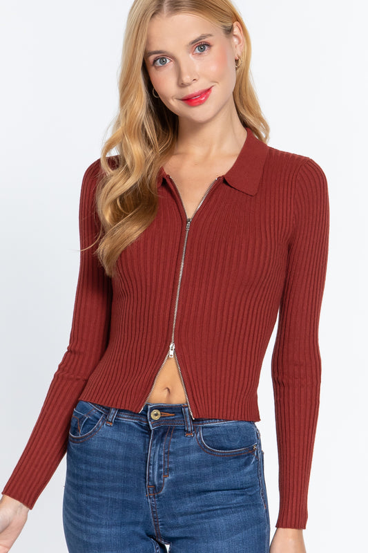 Notched Collar Sweater