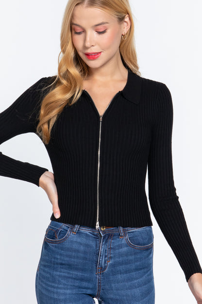 Notched Collar Sweater