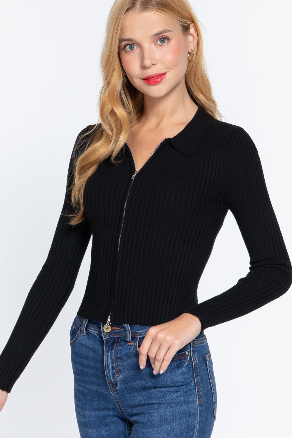 Notched Collar Sweater