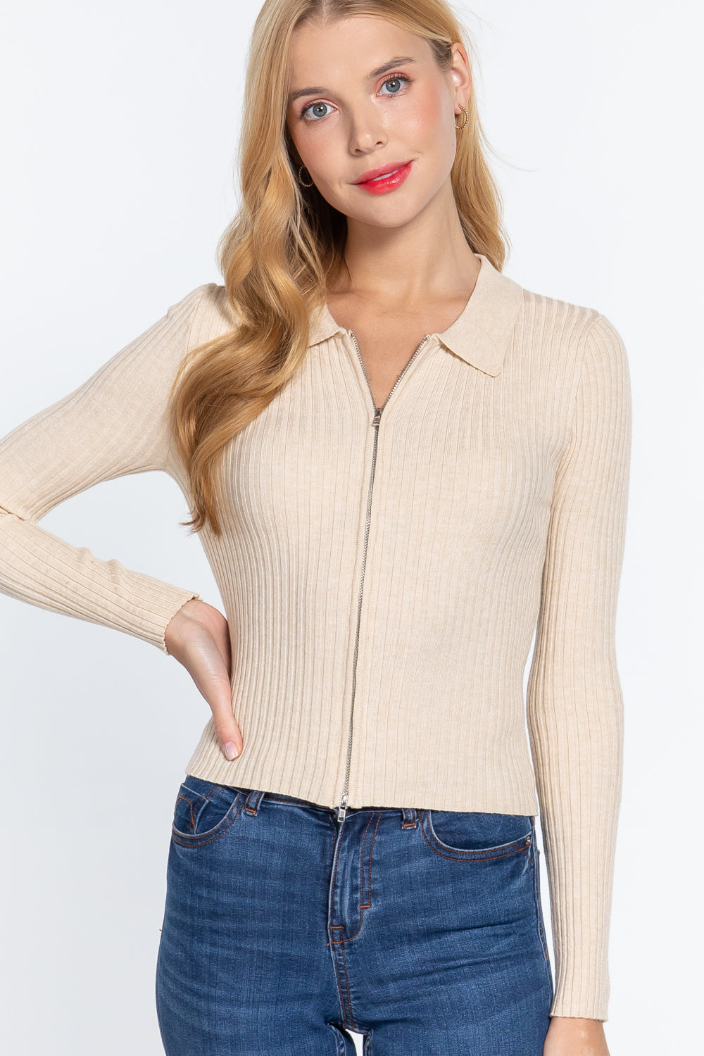 Notched Collar Sweater