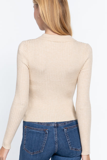 Notched Collar Sweater