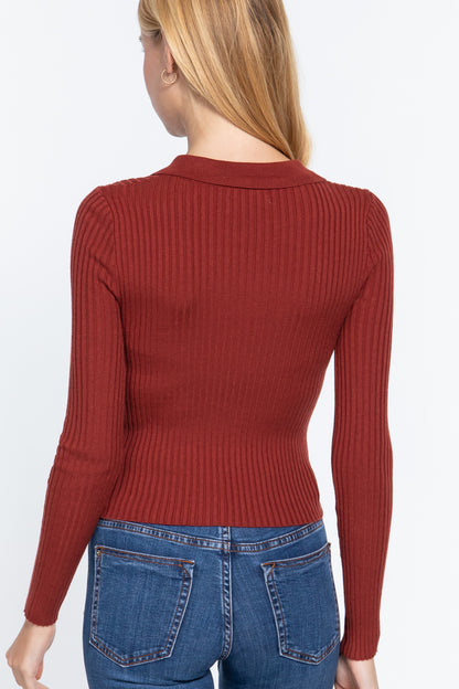 Notched Collar Sweater