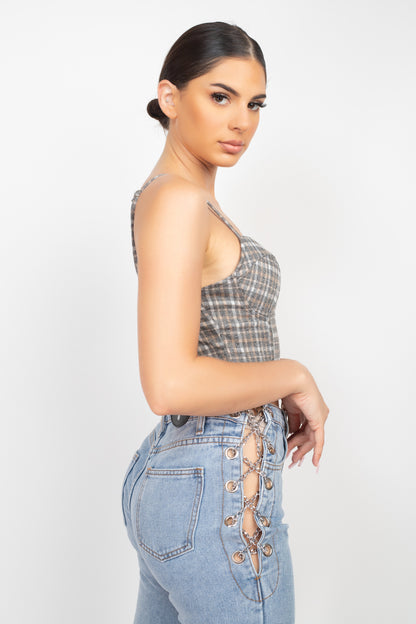 Plaid Sweetheart Crop Top