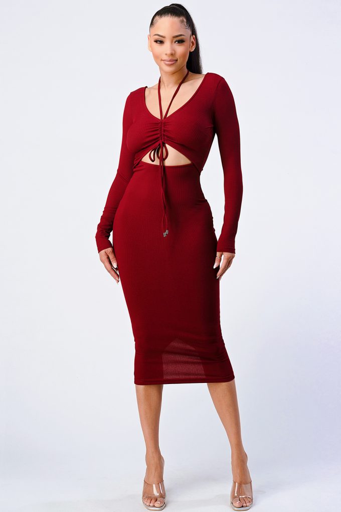 Front Cutout Long Slv Dress