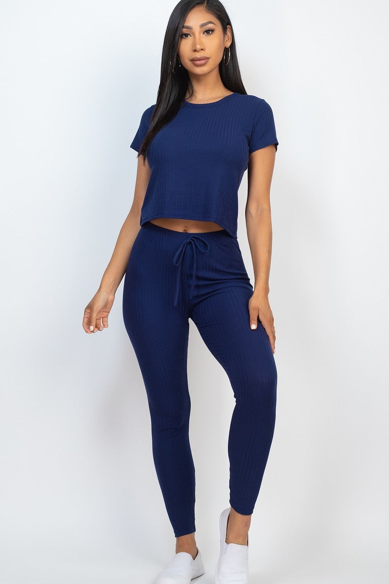 Short Slv Top & Leggings Set