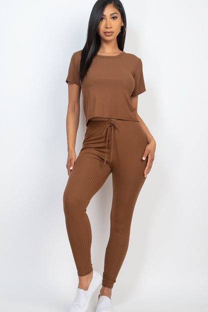 Short Slv Top & Leggings Set