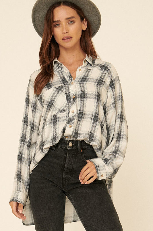 Soft Oversized Plaid Shirt