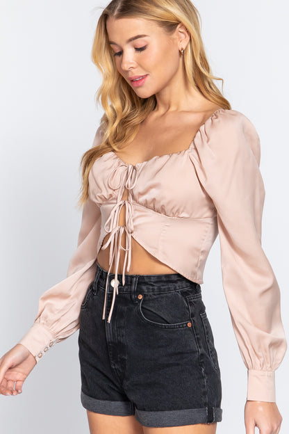 Ribbon Tie Woven Crop top