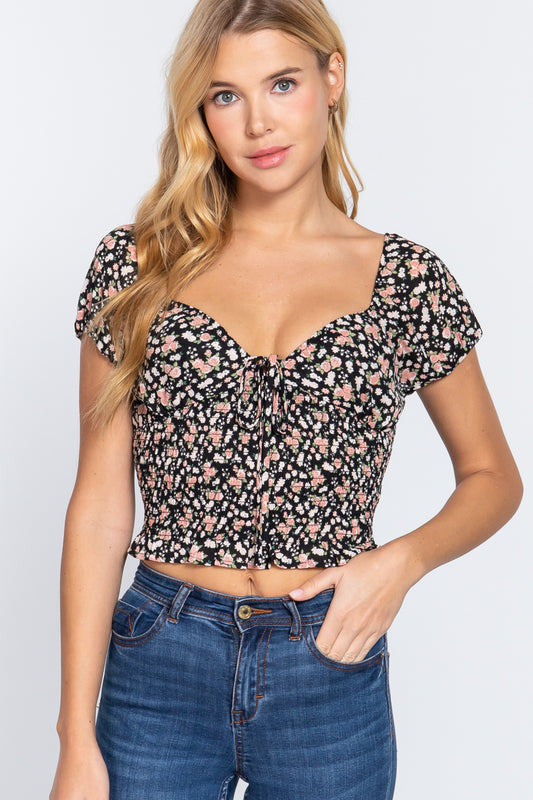 Sweetheart Neckline Woven Top