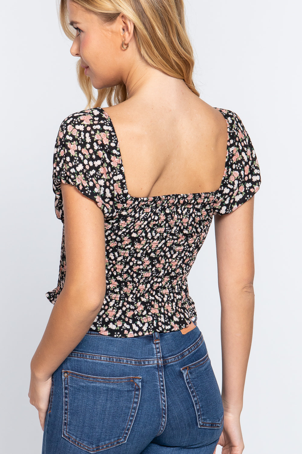 Sweetheart Neckline Woven Top