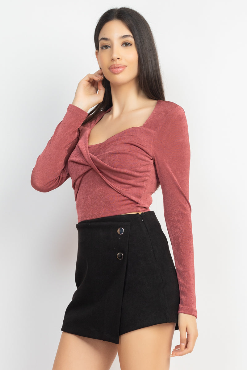 Twisted Long Slv Crop Top