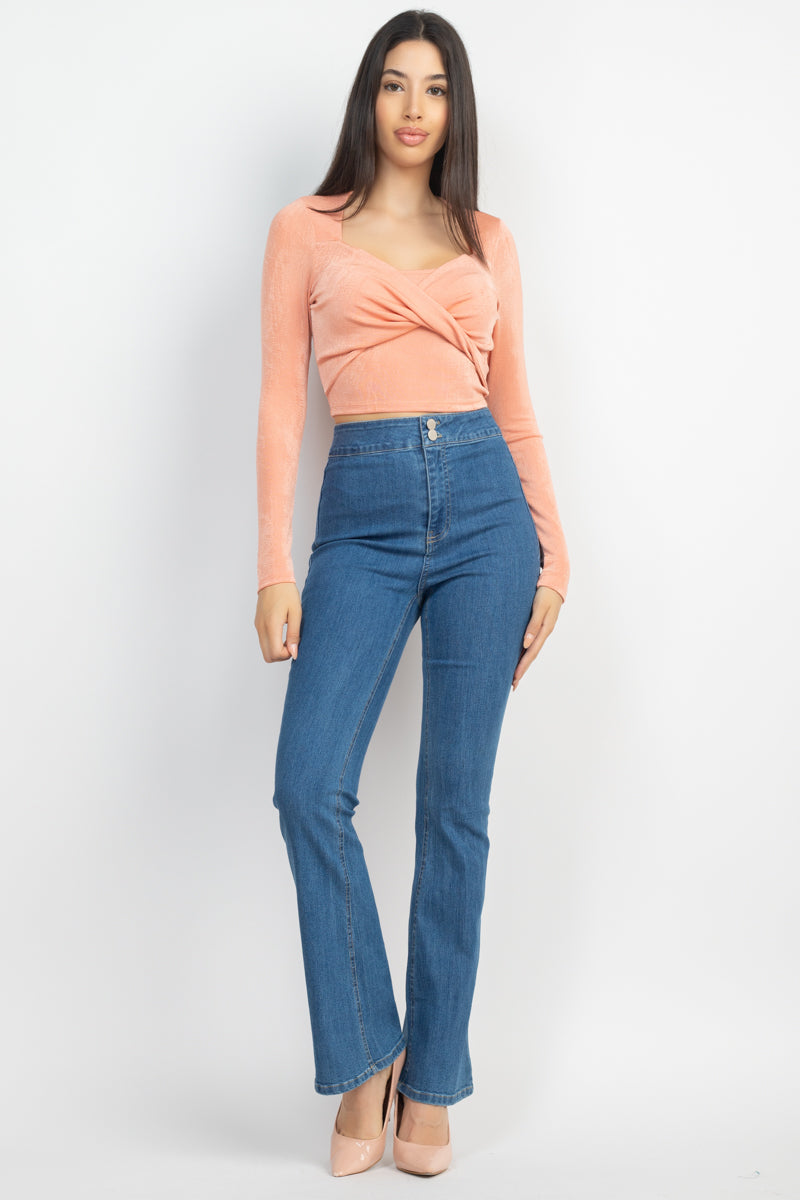 Twisted Long Slv Crop Top