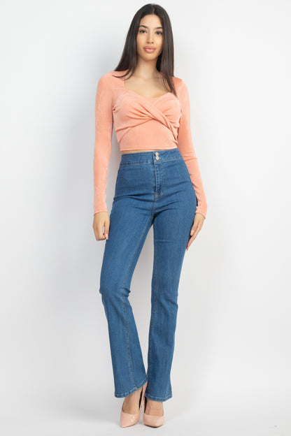 Twisted Long Slv Crop Top