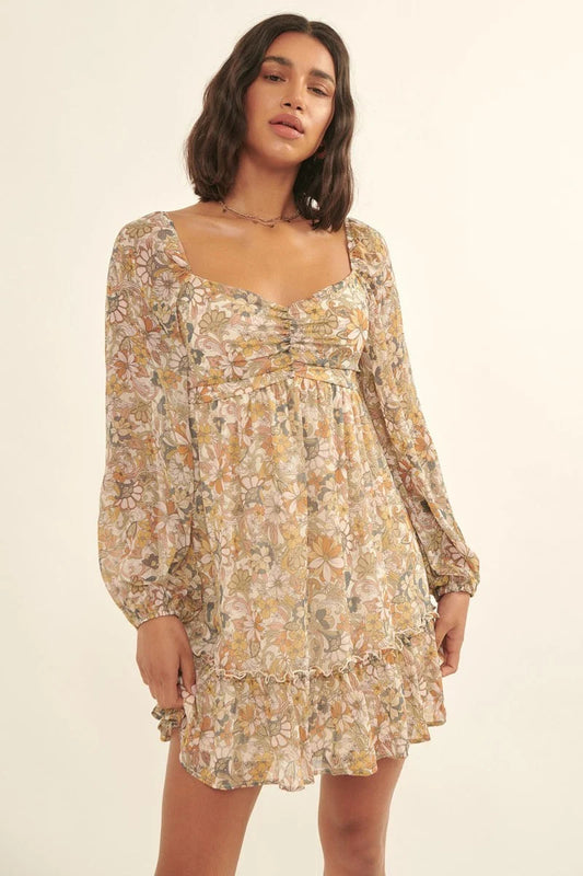 Floral Woven Long Slv Dress