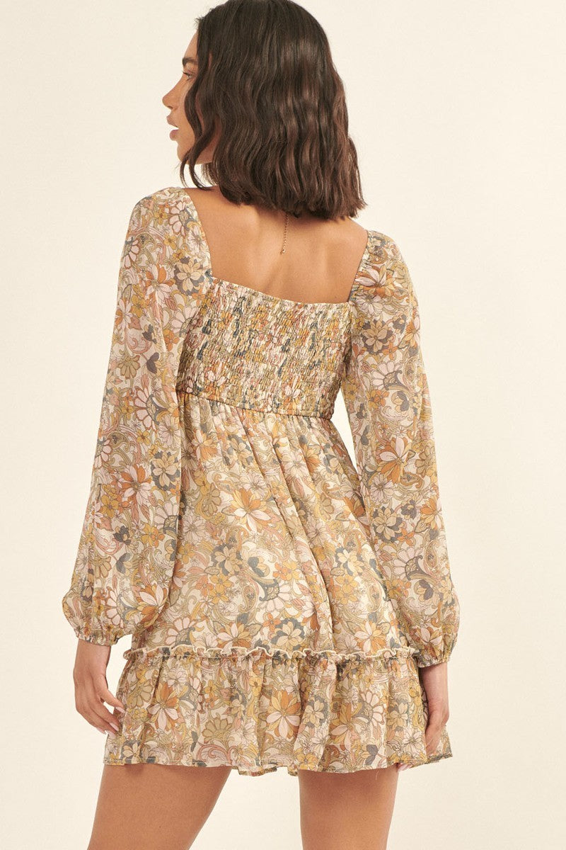 Floral Woven Long Slv Dress