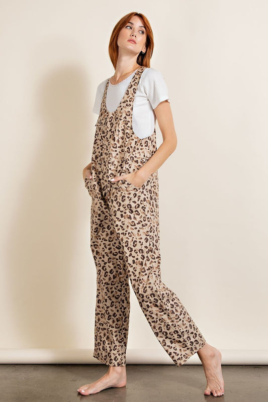 Cotton Leopard Print Jumpsuit