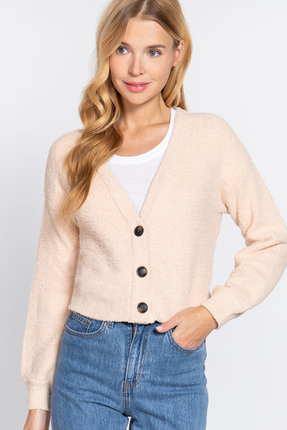 Long Slv V-Neck Sweater Cardigan