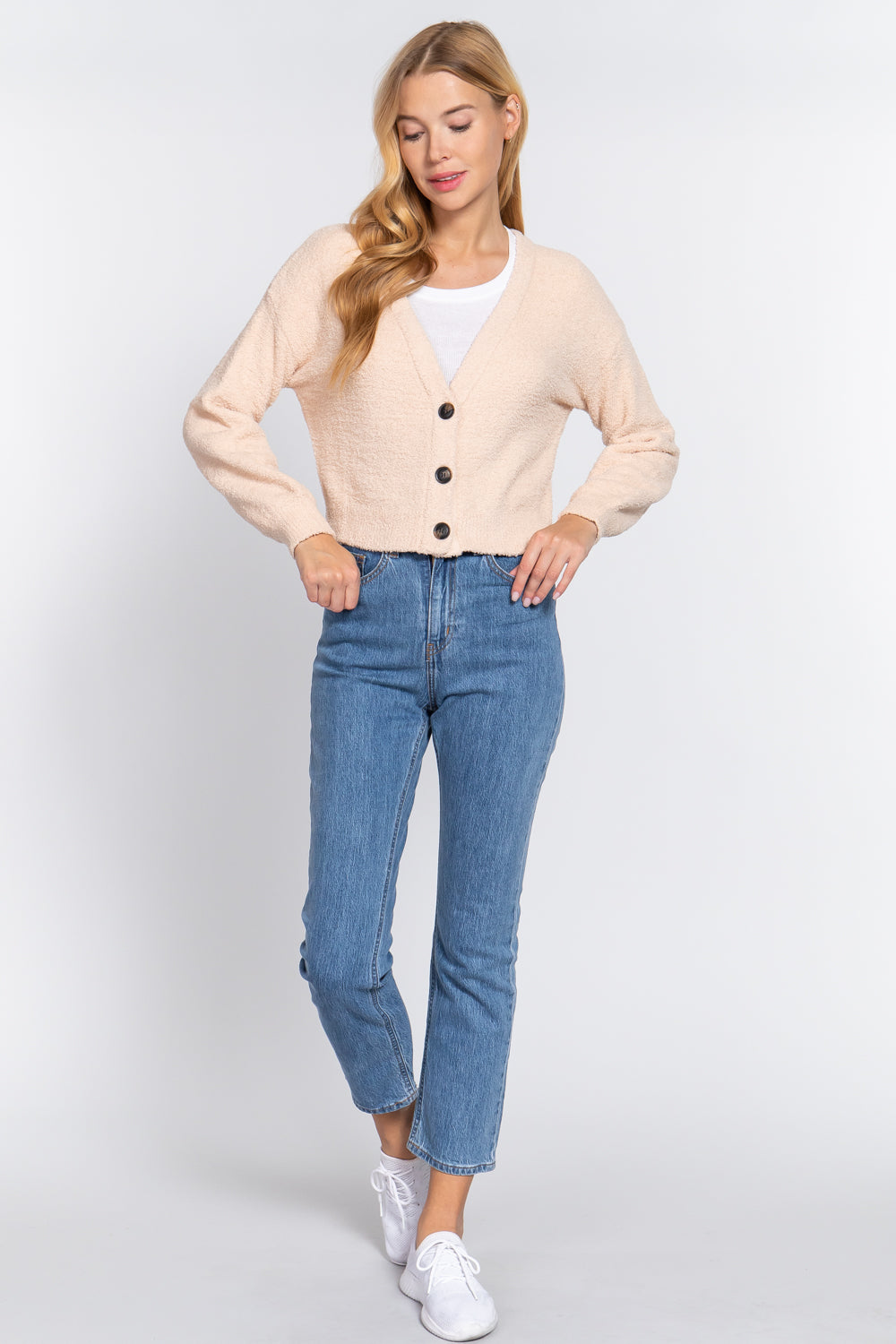 Long Slv V-Neck Sweater Cardigan