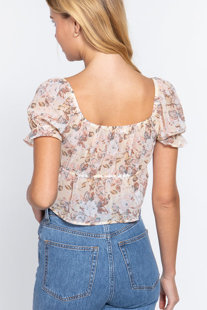 Floral Sweetheart Woven Top