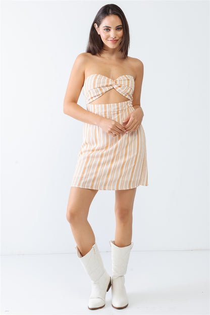 Stripe Print Cutout Mini Dress