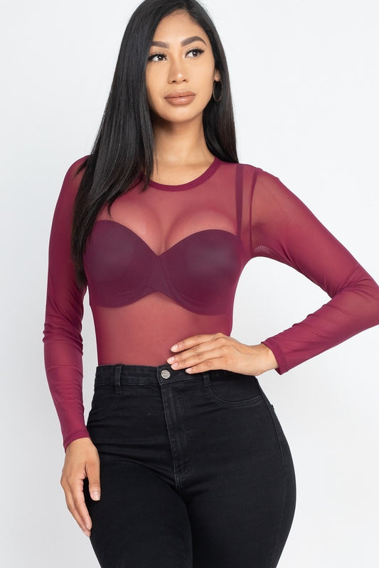 SheerMesh Long Slv Bodysuit